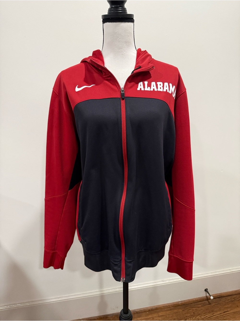 Nike Alabama Red & Black Full-Zip Therma-Fit Hooded Jacket Size Large